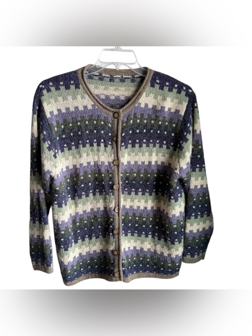 Dress Barn 1X 90s Style Button Front Cardigan Sweater Purple, Green, Blue, Tan